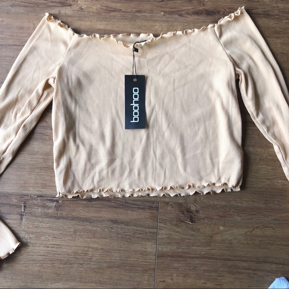 Off Shoulder Ribbed Longs Sleeve